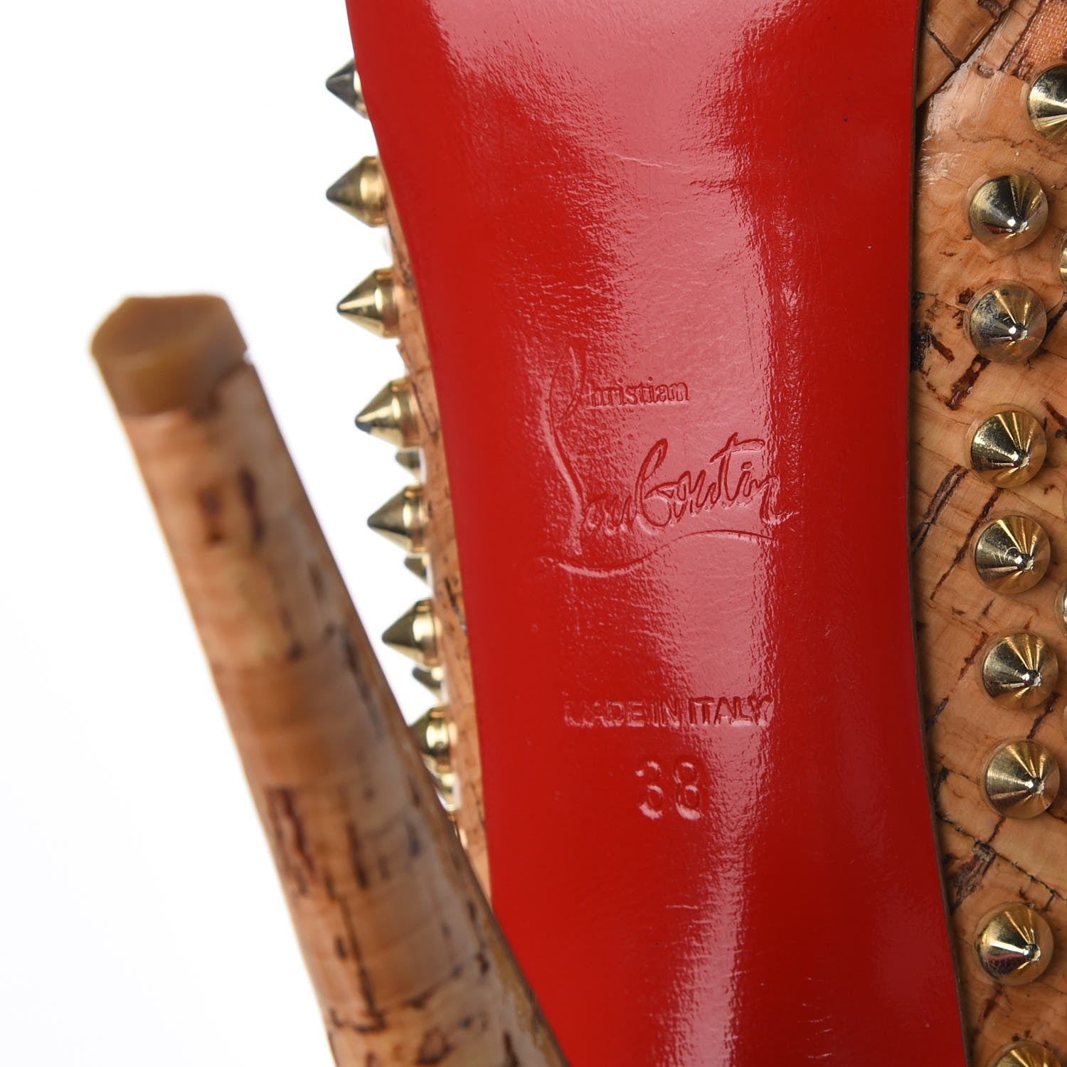 Christian Louboutin Cork Alti Spikes 160 Pumps 38 Natural Gold 6 of 7