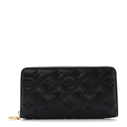 Louis Vuitton Lambskin Embossed Monogram Coussin Zippy Wallet Black 1 of 8