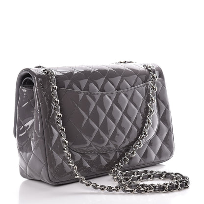 Chanel Patent Quilted Jumbo Double Flap Grey 3 of 11