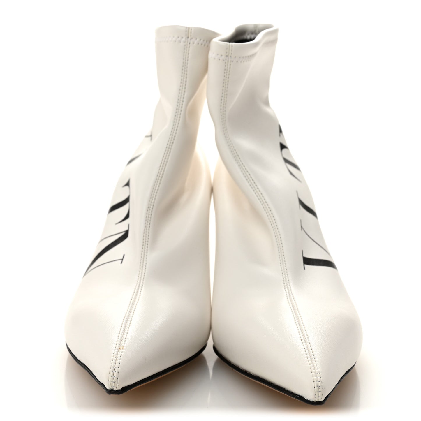Eco Leather VLTN 70mm Sock Booties 36.5 White Black