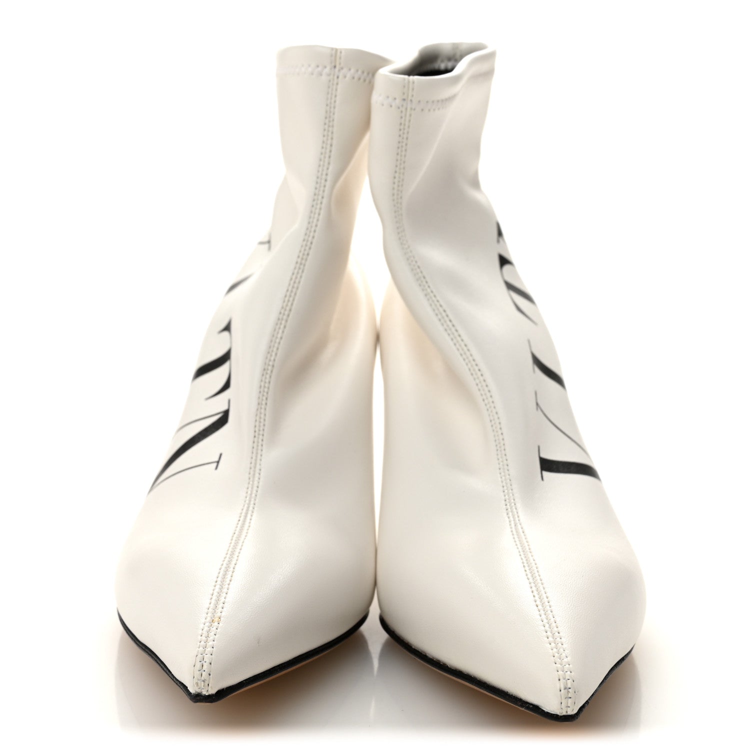 Valentino Garavani Eco Leather VLTN 70mm Sock Booties 36.5 White Black 2 of 8