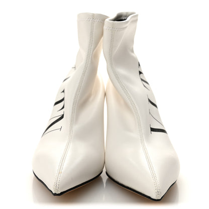 Valentino Garavani Eco Leather VLTN 70mm Sock Booties 36.5 White Black 2 of 8