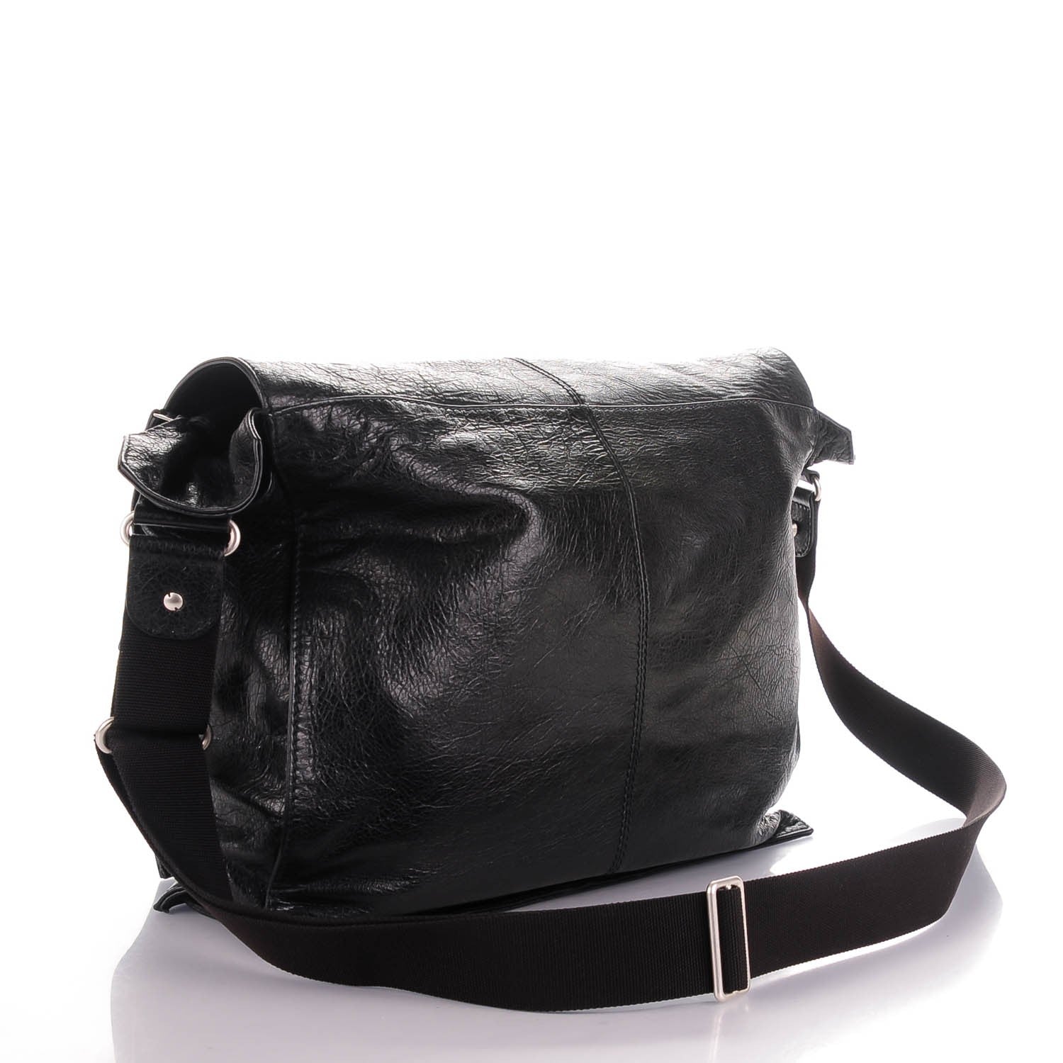 Balenciaga Agneau Arena Foldover Messenger Black 3 of 7