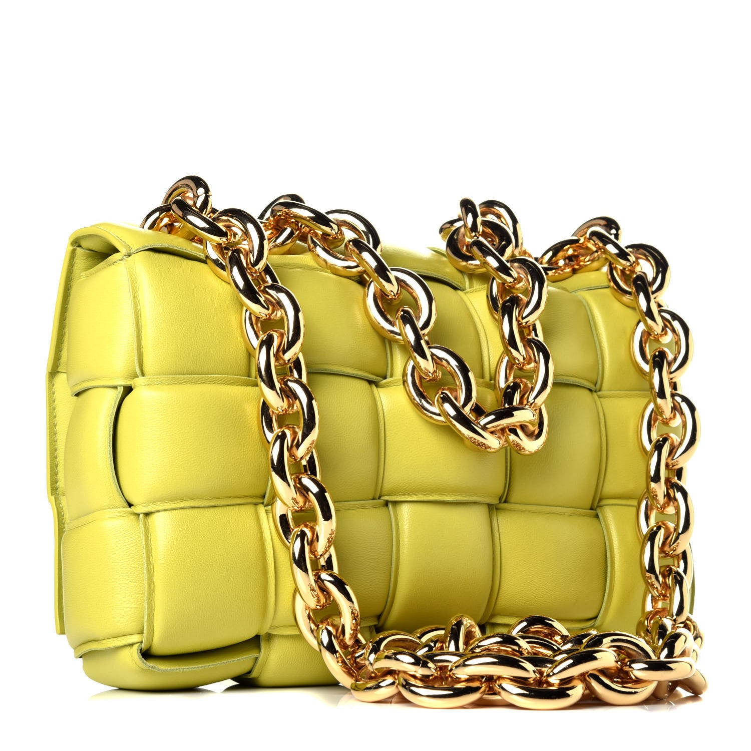 Bottega Veneta Lambskin Maxi Intreccio Padded Chain Cassette Crossbody Bag Kiwi 4 of 9