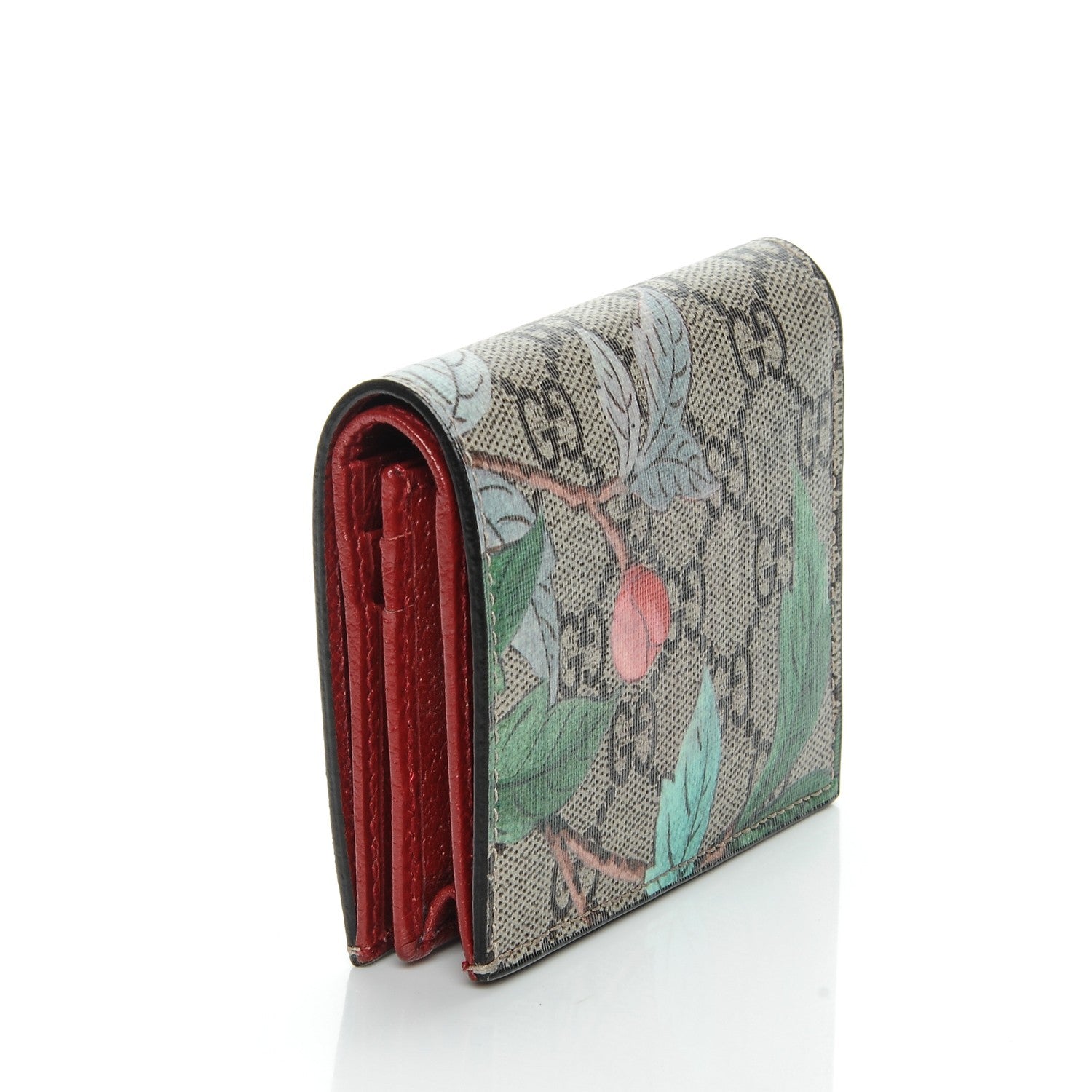 Gucci GG Supreme Monogram Tian Card Case Beige Multicolor Red 3 of 8
