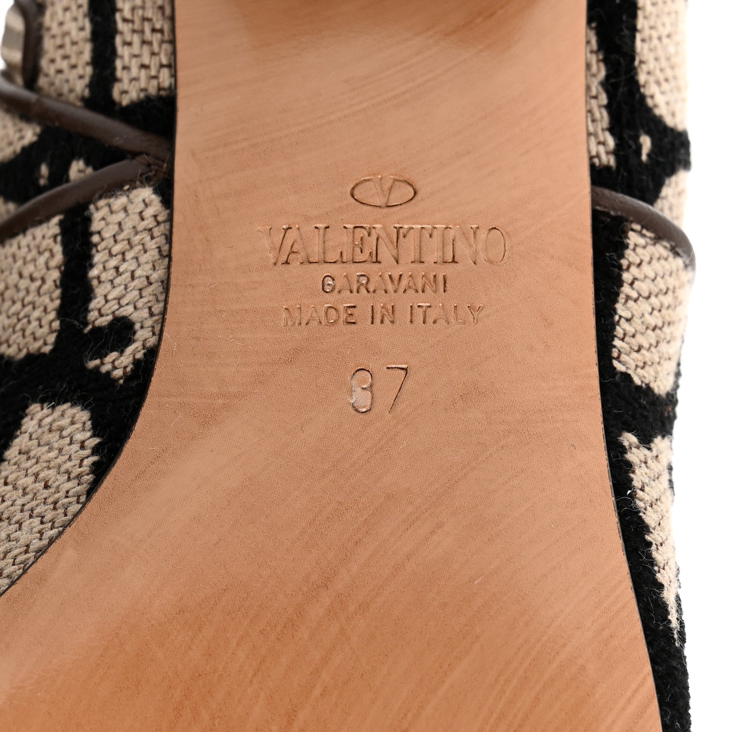 Valentino Garavani Toile Iconographe Calfskin Vlogo Knee High 30mm Boots 37 Naturale Black Fondant 8 of 8