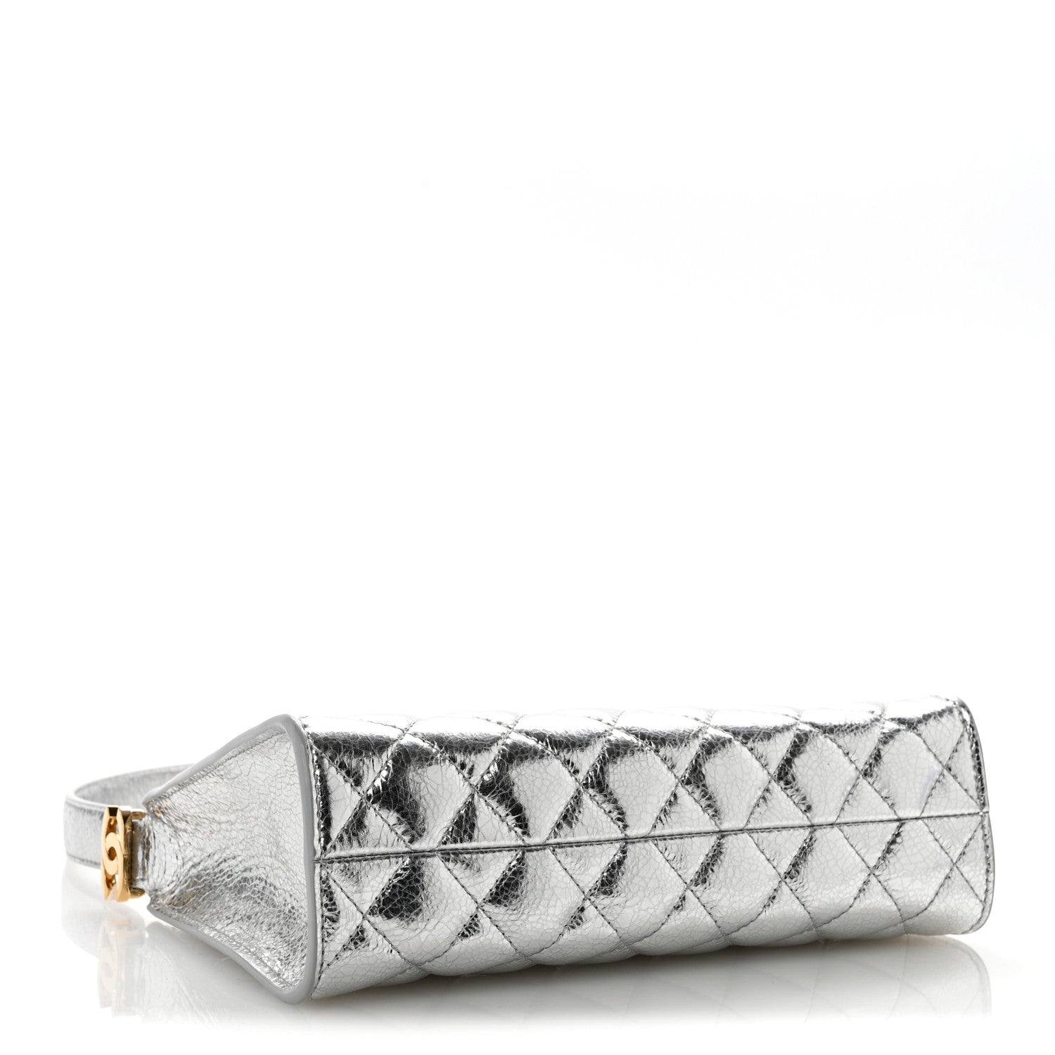 Chanel Metallic Crackled Calfskin Quilted Hobo Silver 4 of 10