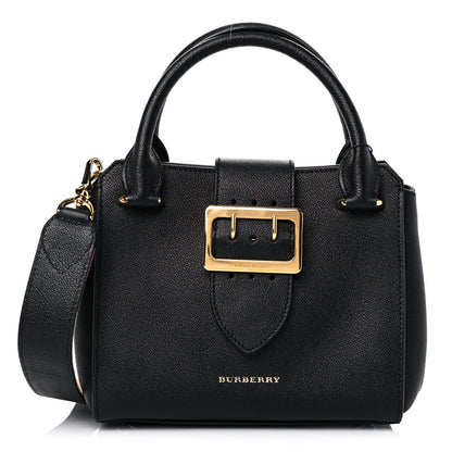 Burberry Soft Grain Calfskin Small Buckle Tote Black 1 of 8