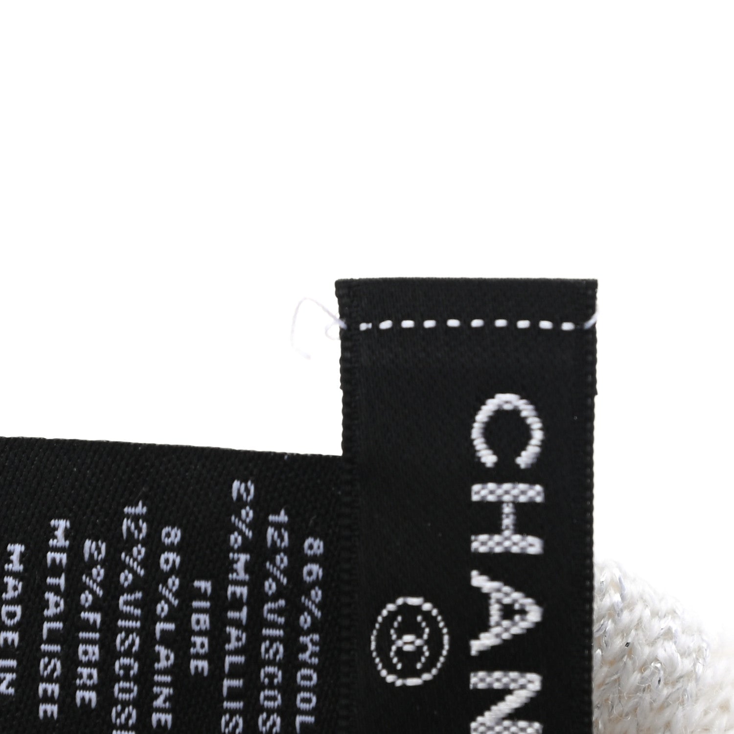 Chanel Wool Blend CC Beanie Hat White Silver 5 of 5