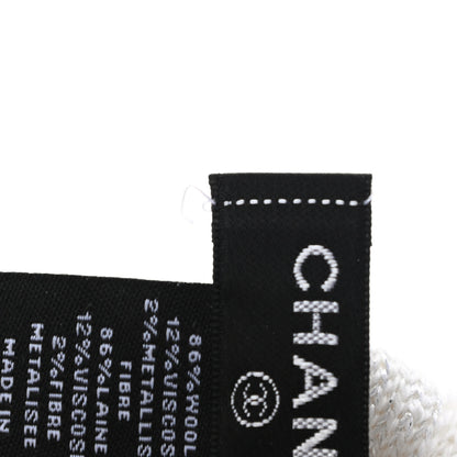 Chanel Wool Blend CC Beanie Hat White Silver 5 of 5