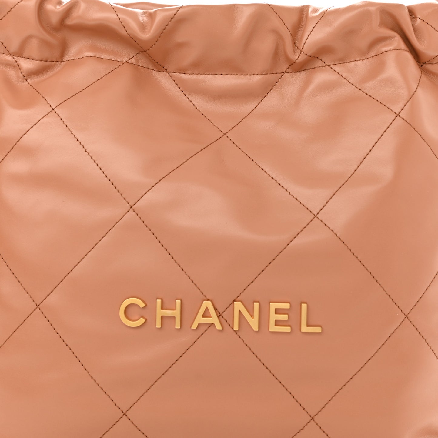 Shiny Calfskin Quilted Small Chanel 22 Camel