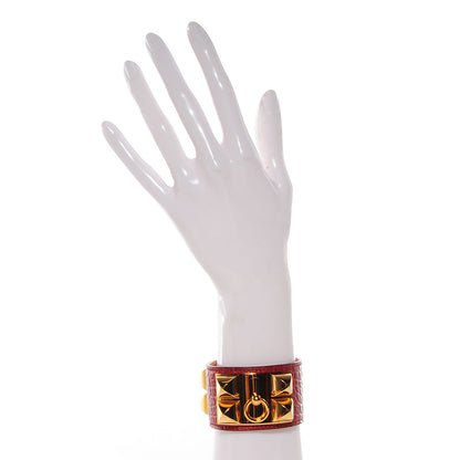 Hermes Matte Alligator Collier De Chien CDC Small Bracelet Rouge H 2 of 7