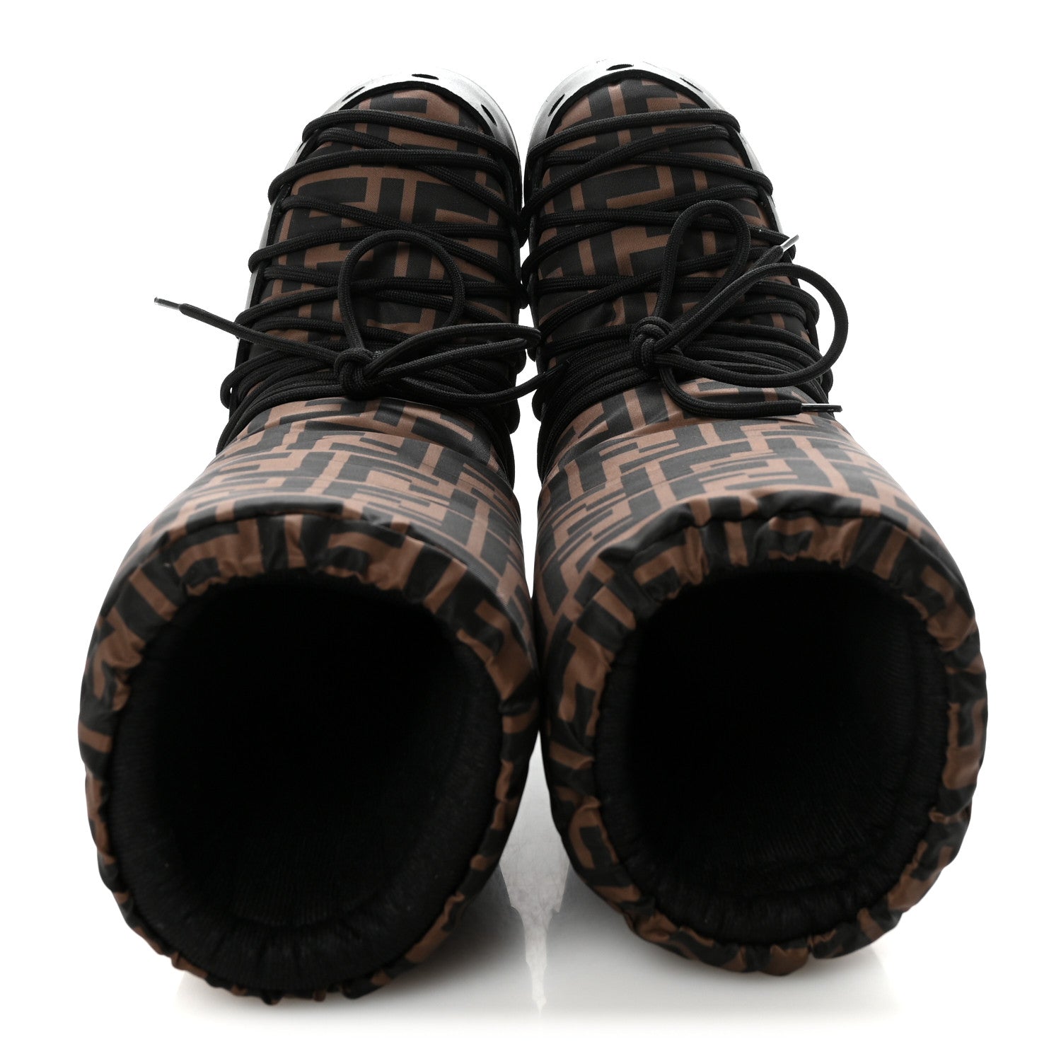 Fendi Nylon Rubber FF Snow Boots 37 Tobacco Black 2 of 7