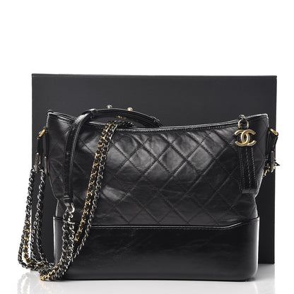 Chanel Aged Calfskin Quilted Medium Gabrielle Hobo Black 11 of 11