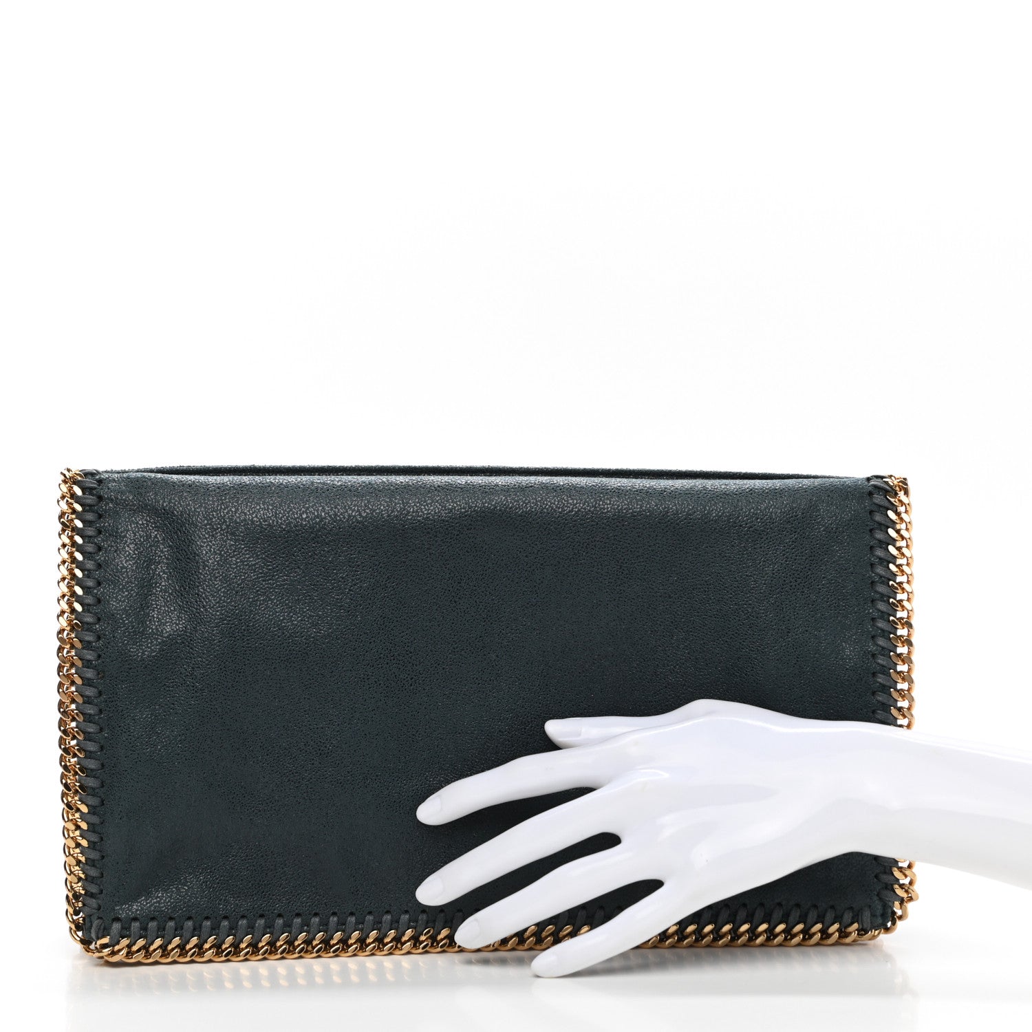Stella McCartney Shaggy Deer Falabella Fold Over Clutch Dark Green 2 of 10