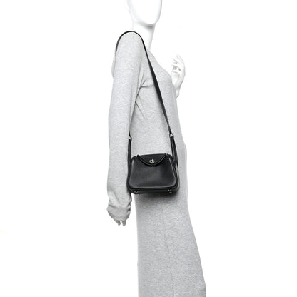 Hermes Taurillon Clemence Mini Lindy 20 Black 2 of 11