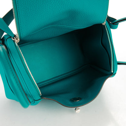 Hermes Taurillon Clemence Lindy 26 Bleu Paon 7 of 7