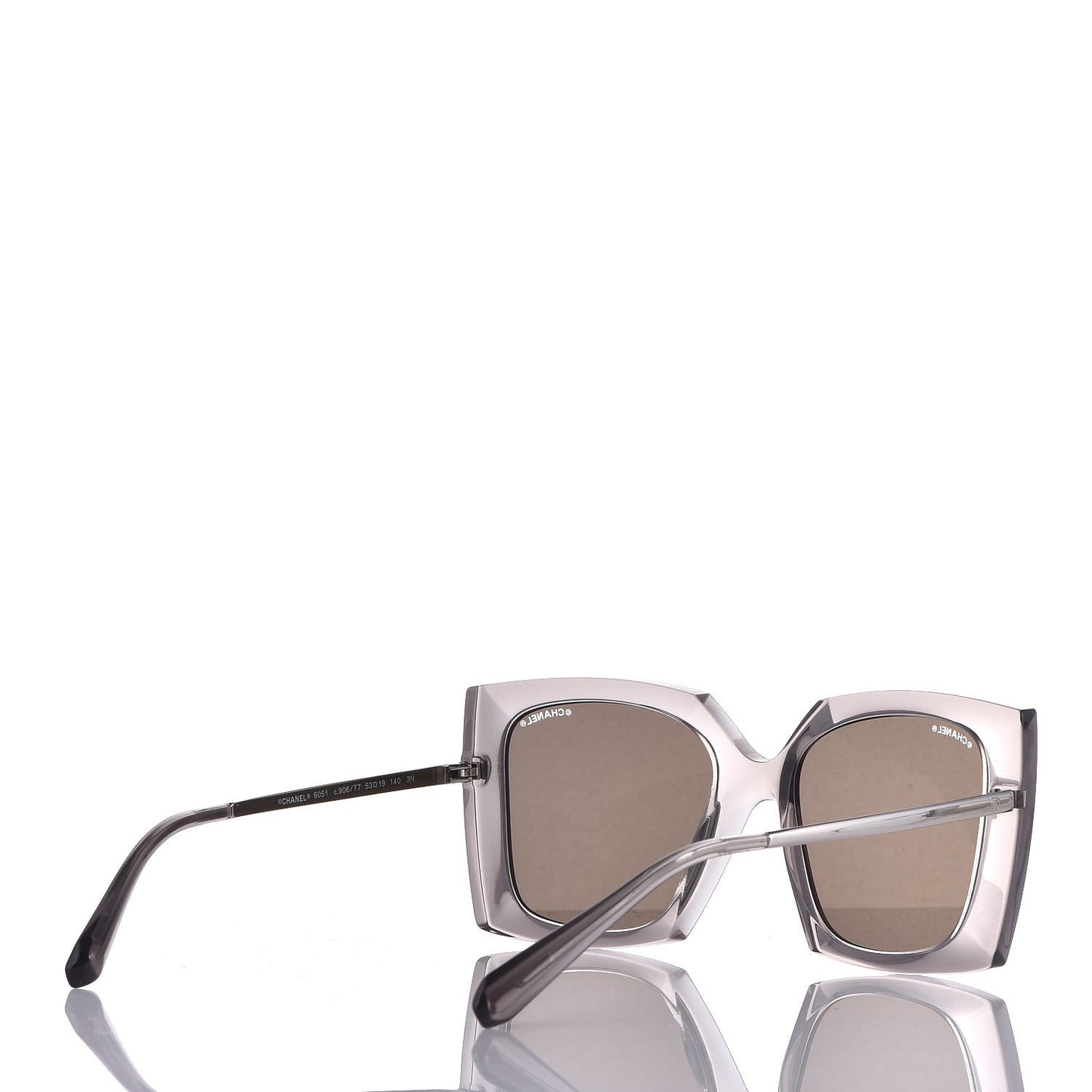 18K White Gold Mirror Square Sunglasses 6051 Gray