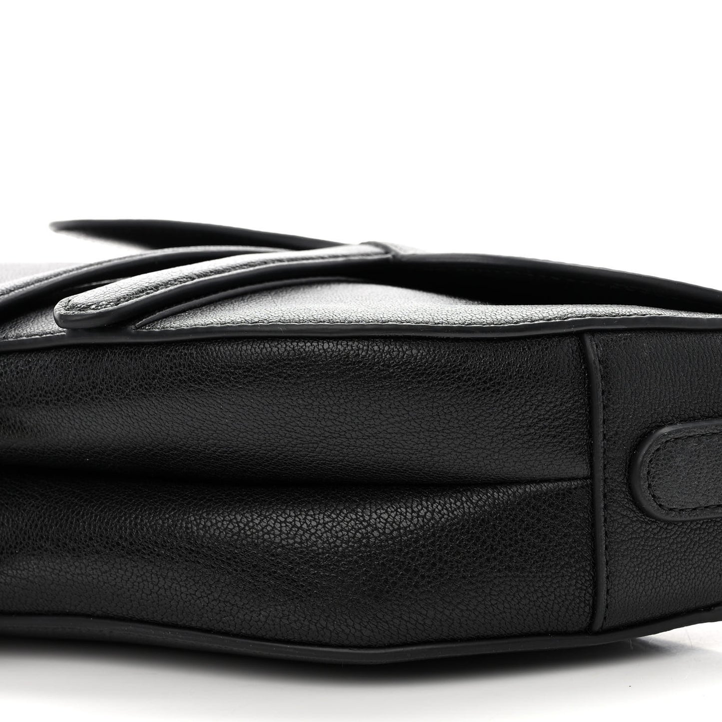 Shiny Goatskin Saddle Bag With Strap Black