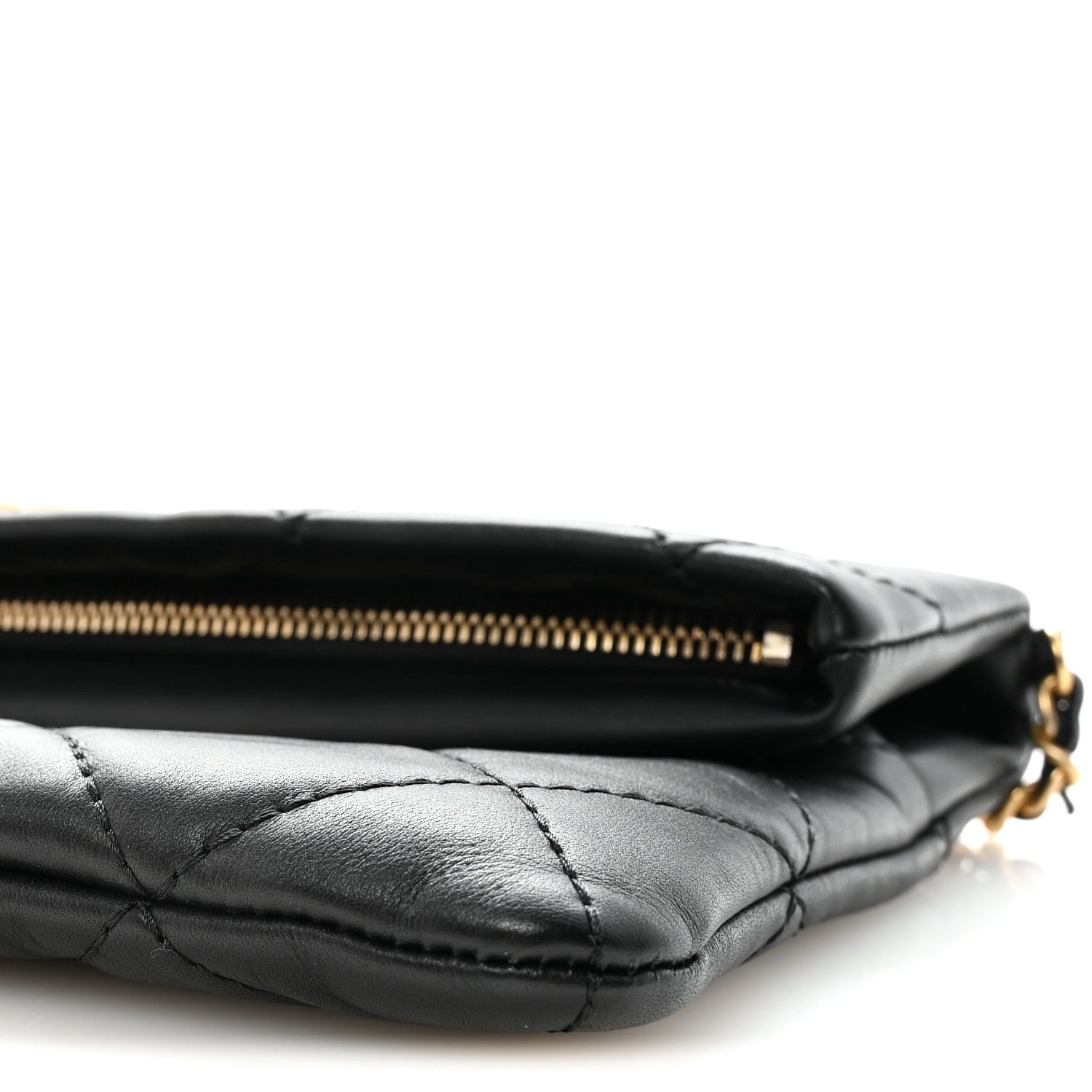 Chanel Calfskin Quilted Fold Over Clutch Black 10 of 11