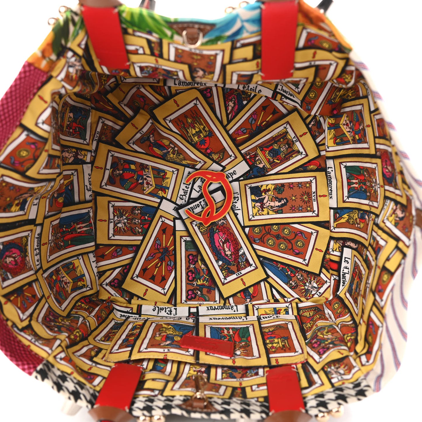 Canvas Embroidered Calfskin Caracaba Tote Multicolor