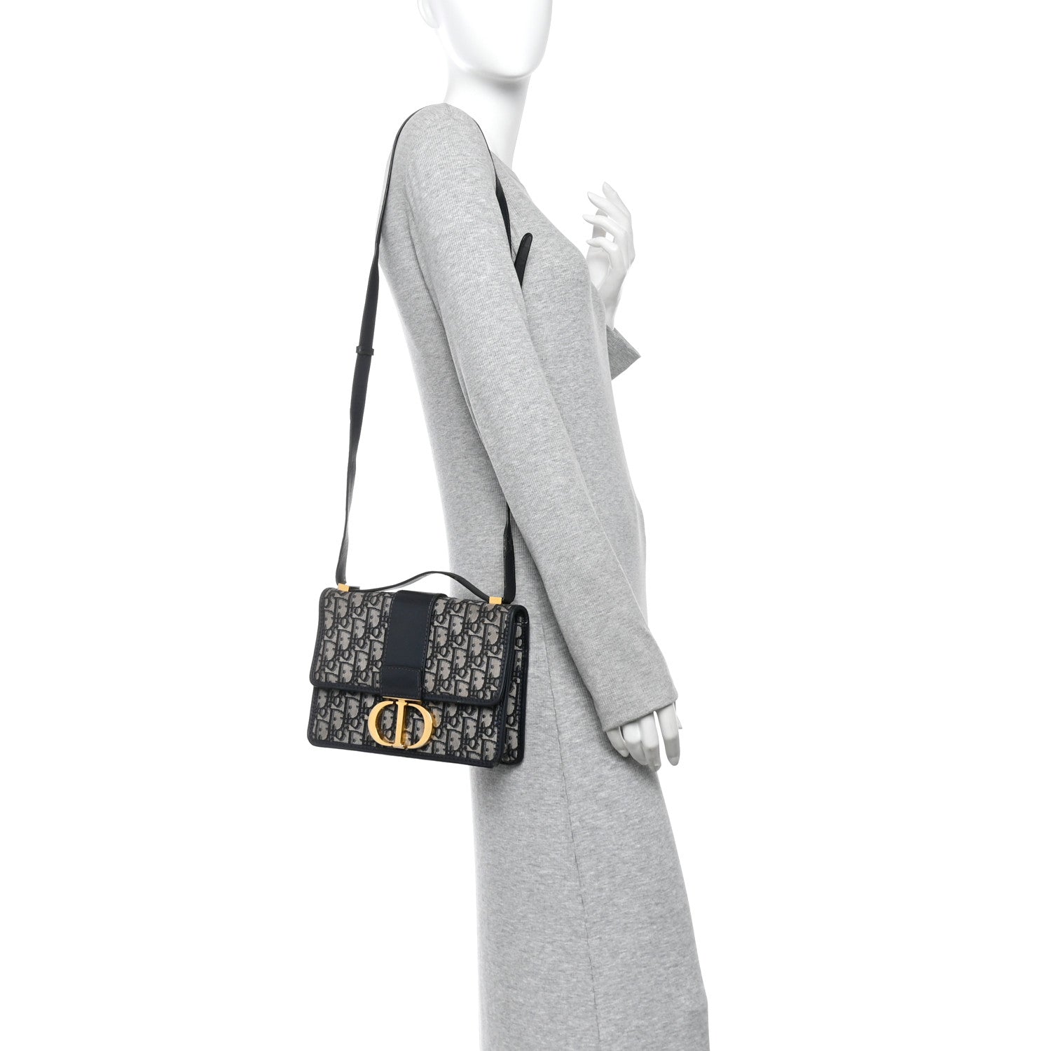 Christian Dior Oblique 30 Montaigne Flap Bag Blue 2 of 17