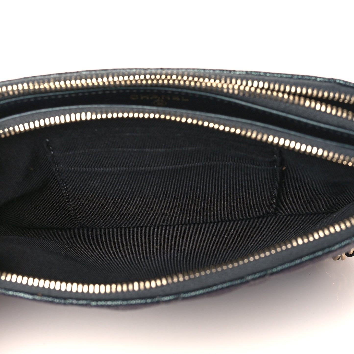 Iridescent Caviar Quilted Small Clutch With Chain Black