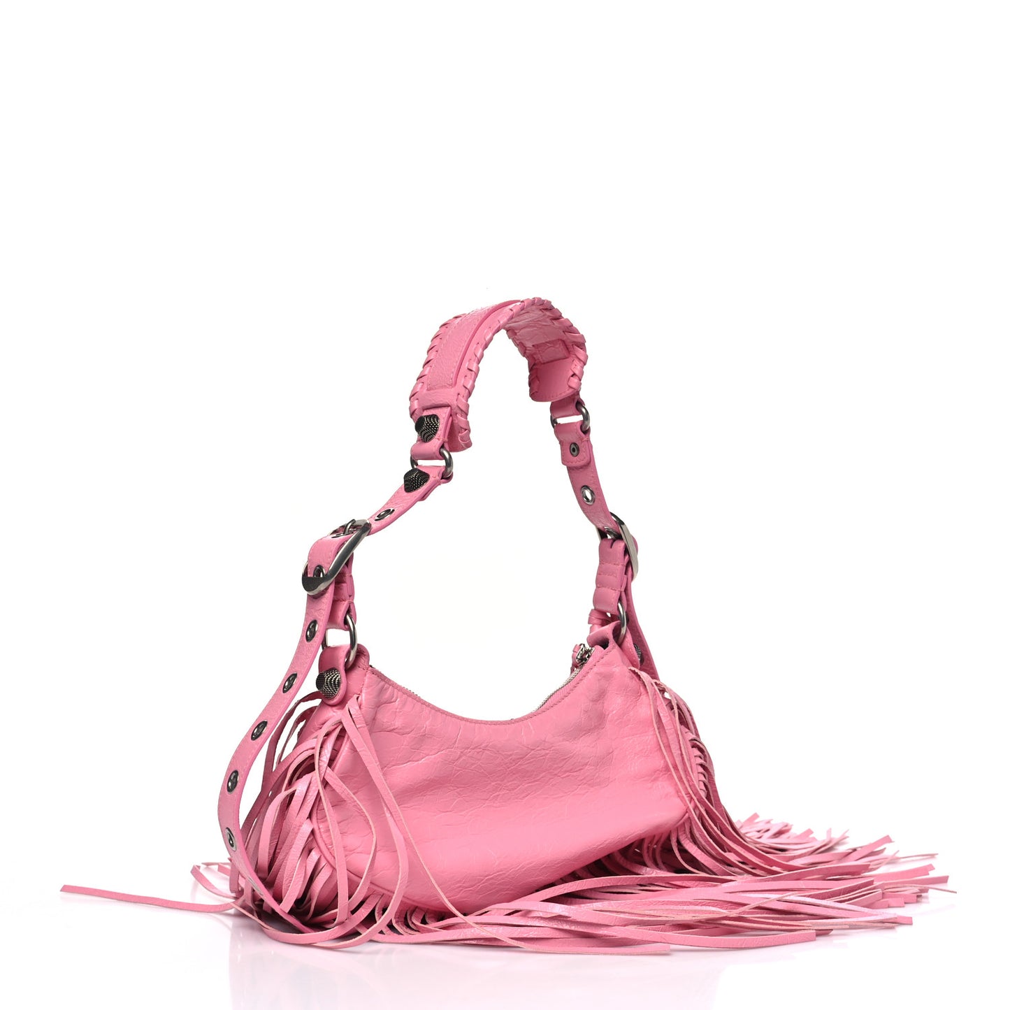 Agneau Arena Le Cagole Fringe Shoulder Bag XS Sweet Pink