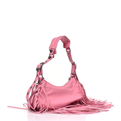 Balenciaga Agneau Arena Le Cagole Fringe Shoulder Bag XS Sweet Pink 4 of 10