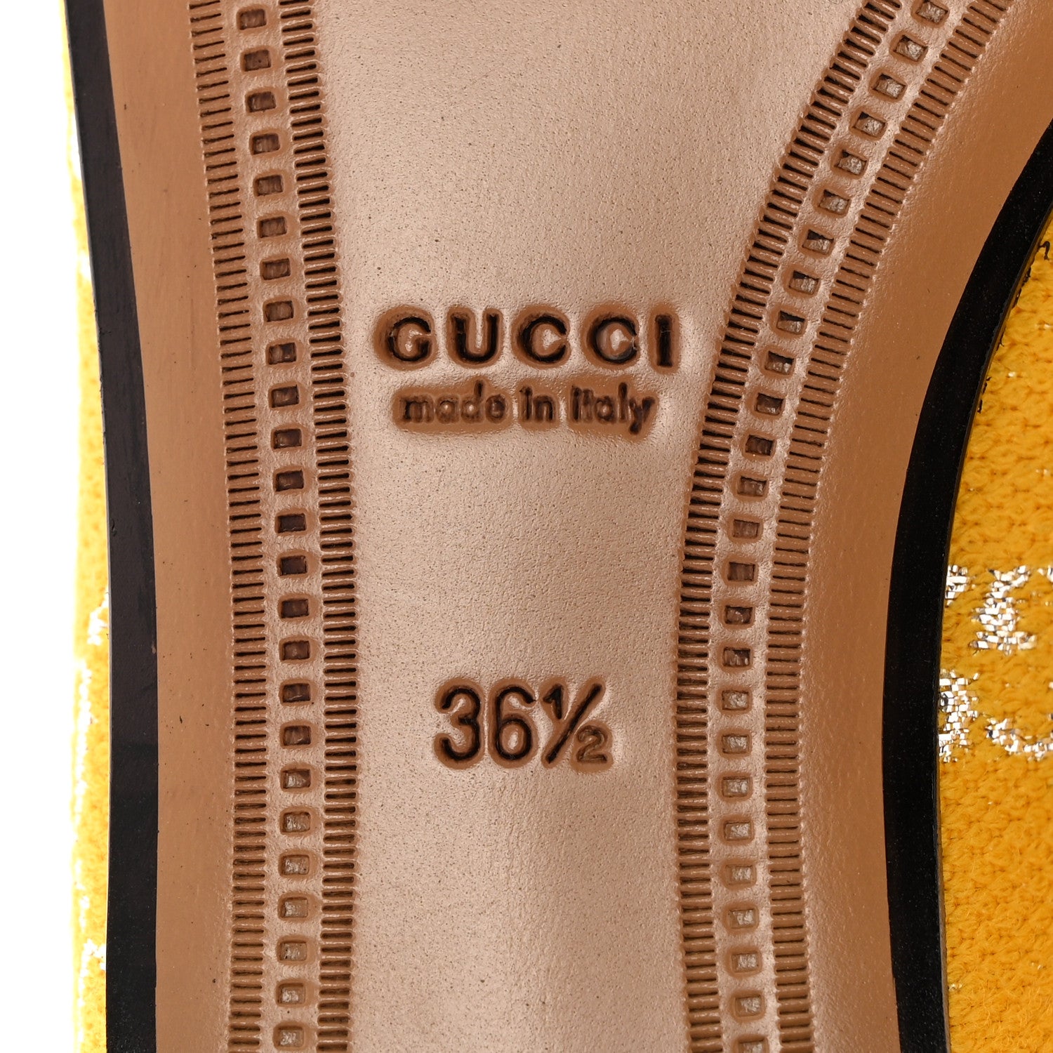 Gucci Canvas Lame GG Monogram Horsebit Womens Jordaan Loafers 36.5 Lemon Silver 6 of 11