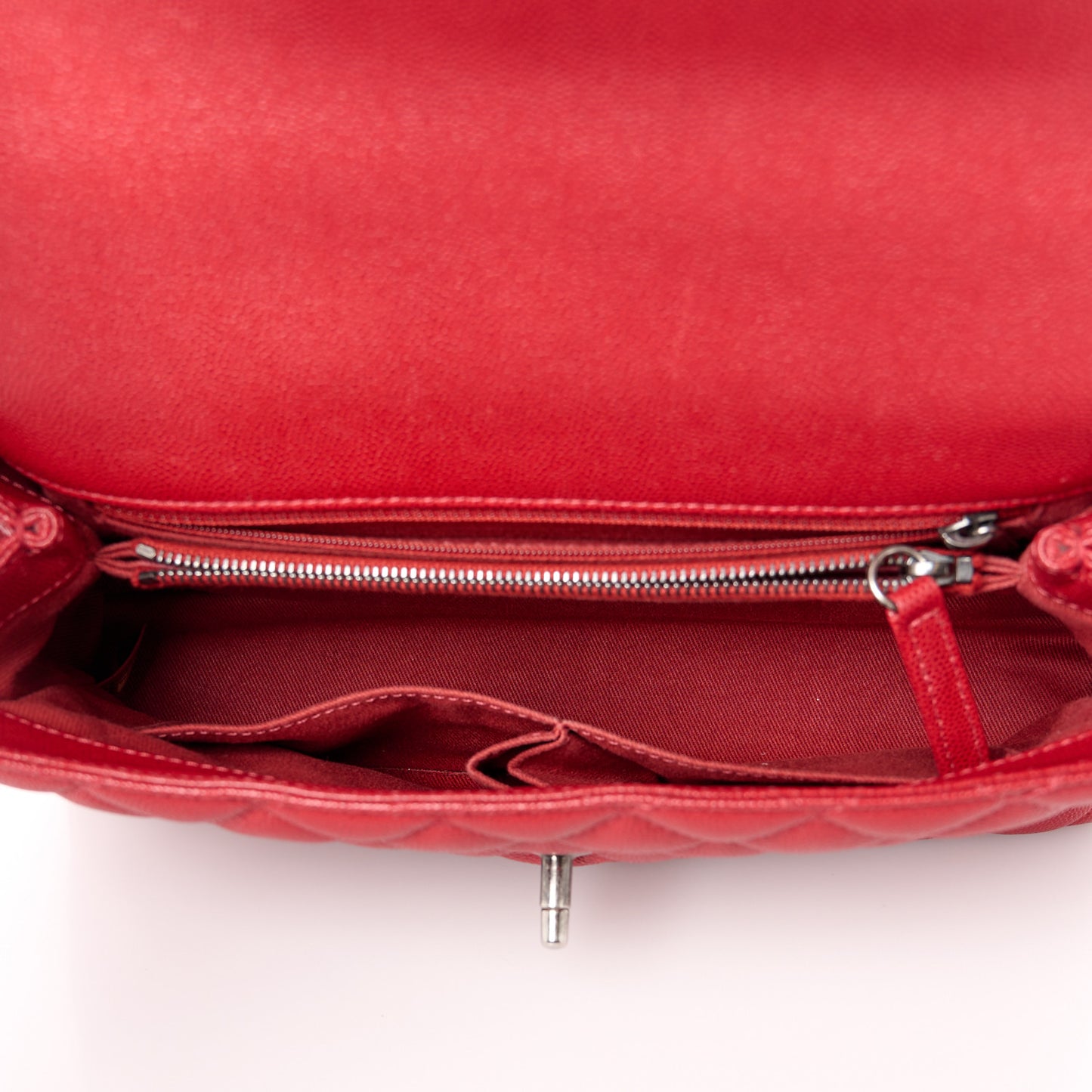 Caviar Quilted Small Coco Handle Flap Red
