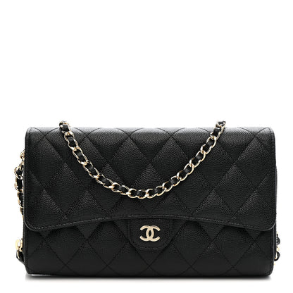 Chanel Caviar Quilted Phone Holder Wallet on Removable Chain Black 1 of 13