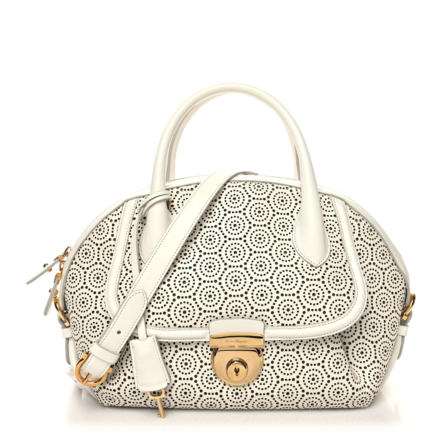 Calfskin Perforated Fiamma Bag White
