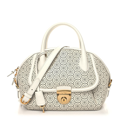 Salvatore Ferragamo Calfskin Perforated Fiamma Bag White 1 of 11