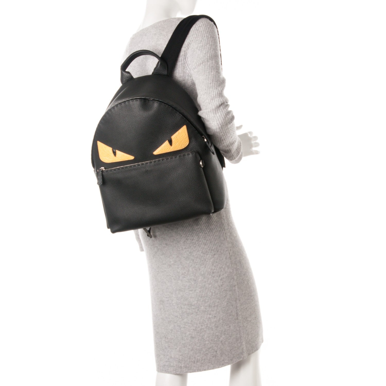 Fendi Cuoio Romano Selleria Crocodile Monster Eyes Backpack Black Girasole 2 of 7
