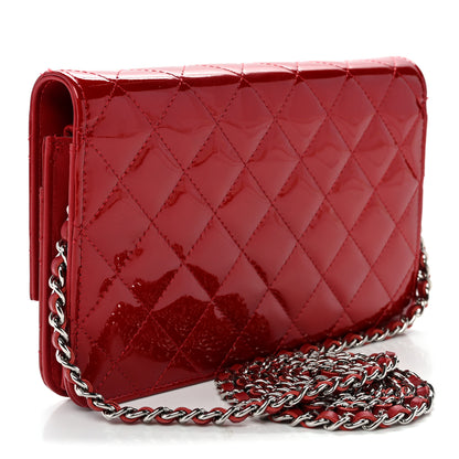 Chanel Patent Quilted Brilliant Wallet On Chain WOC Red 3 of 11