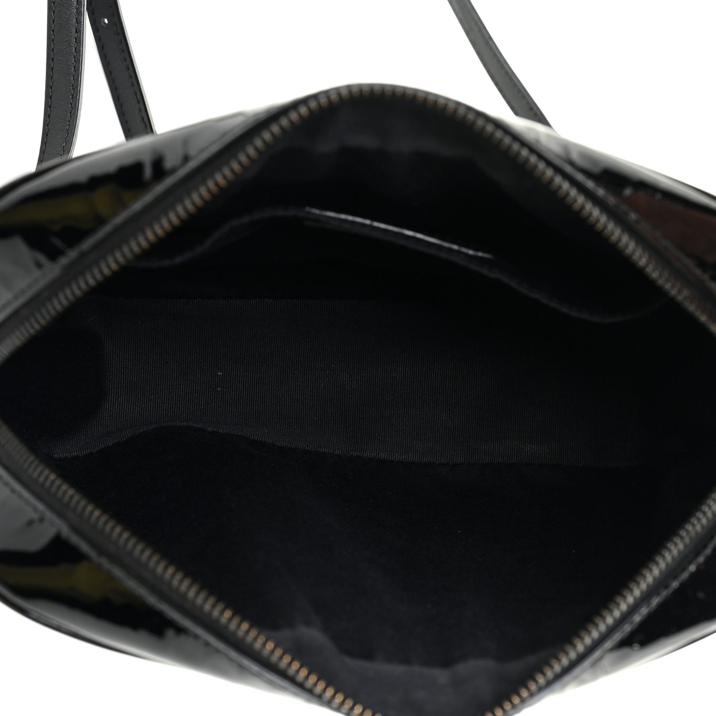 Patent Calfskin Matelasse Monogram Lou Camera Bag Black