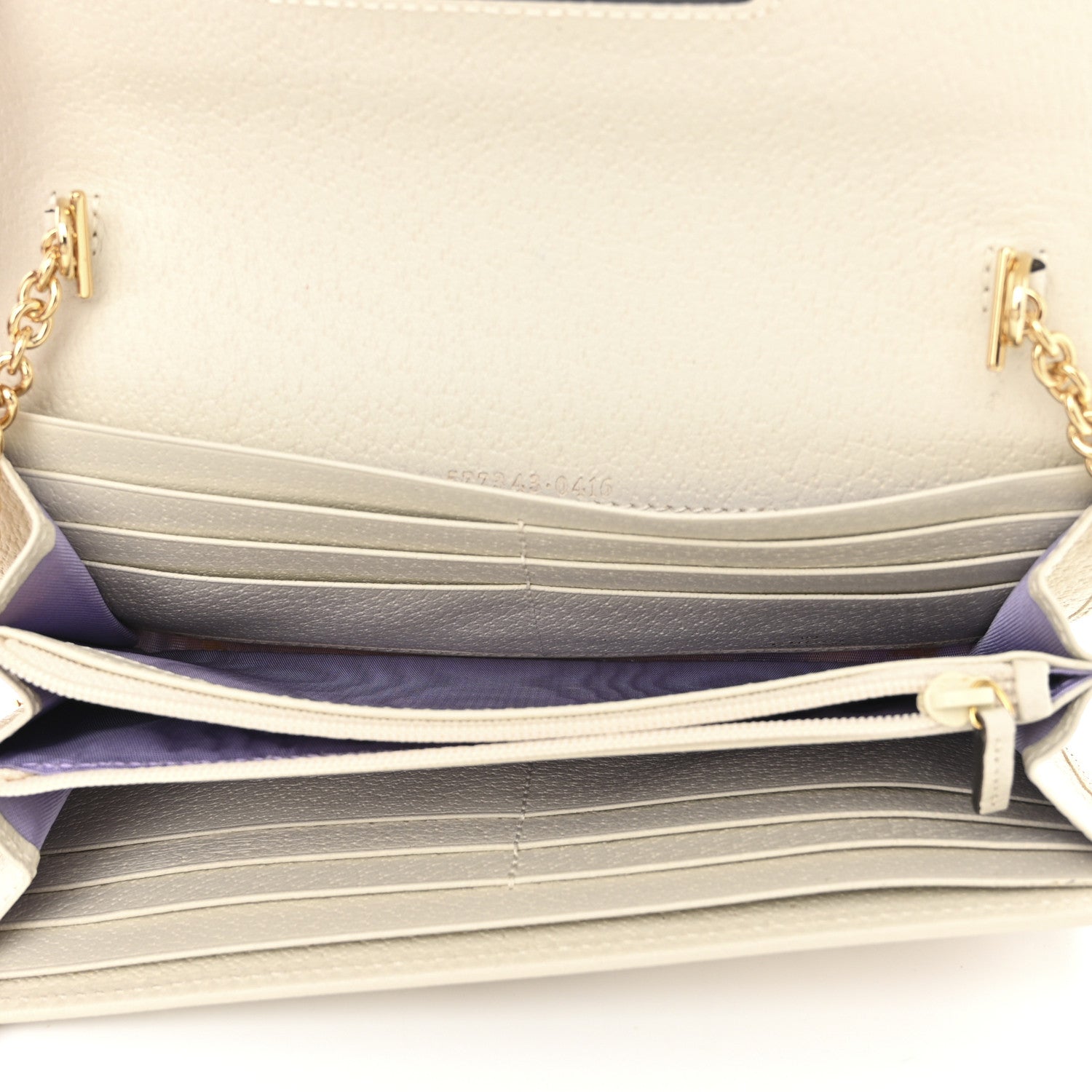 Gucci Canvas Flora Wallet On Chain White 5 of 12