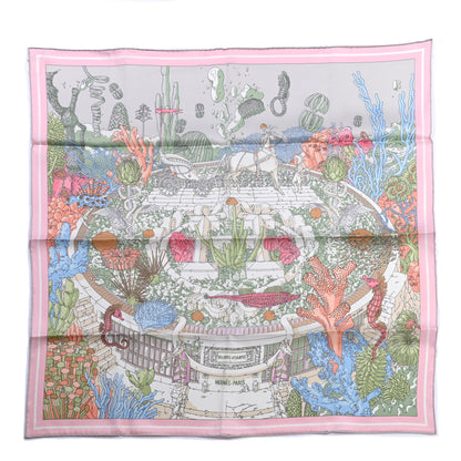 Hermes Silk Vintage Ex Libris Atlantis Scarf 70 Gris Perle Rose Pale 1 of 5