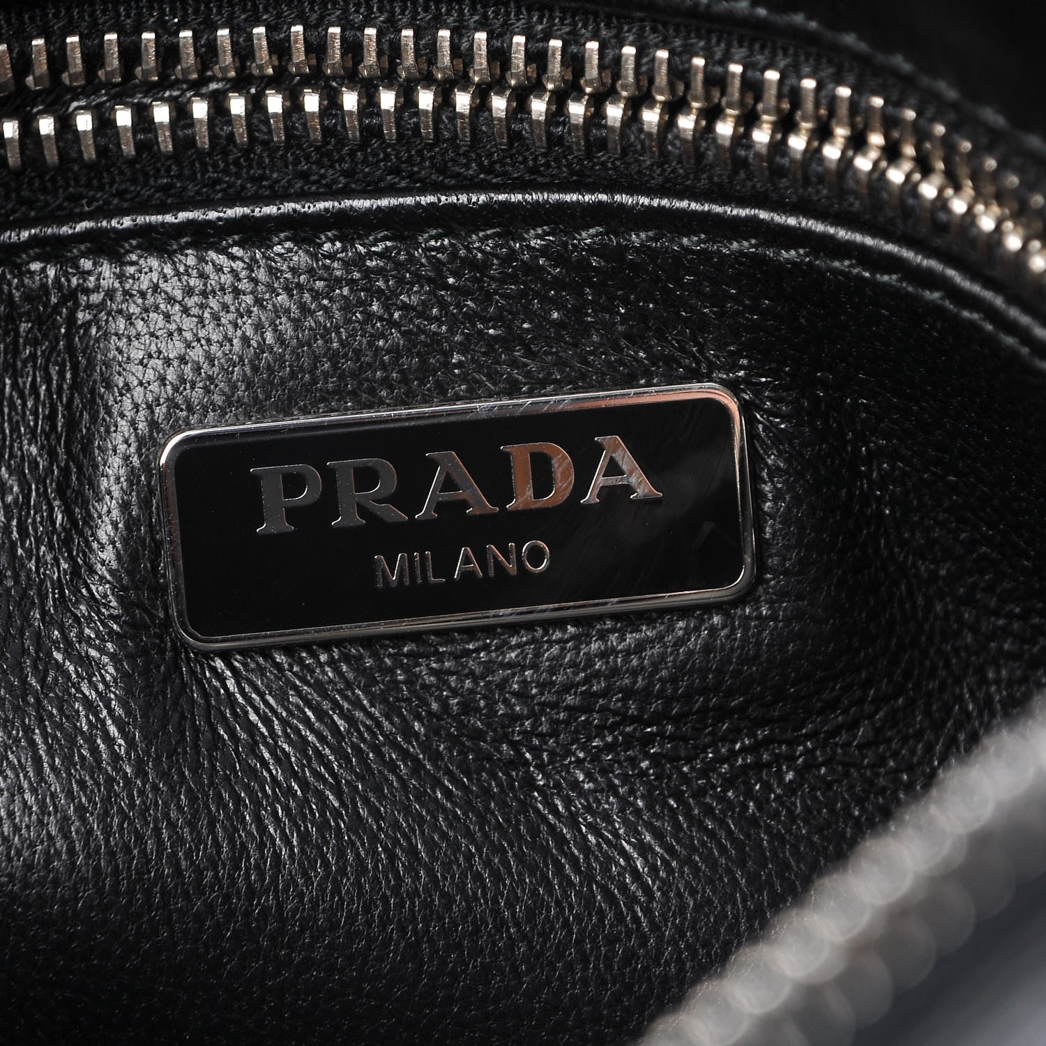 Prada Goatskin Woven Pochette Black Argento 6 of 7
