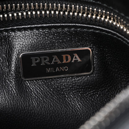 Prada Goatskin Woven Pochette Black Argento 6 of 7