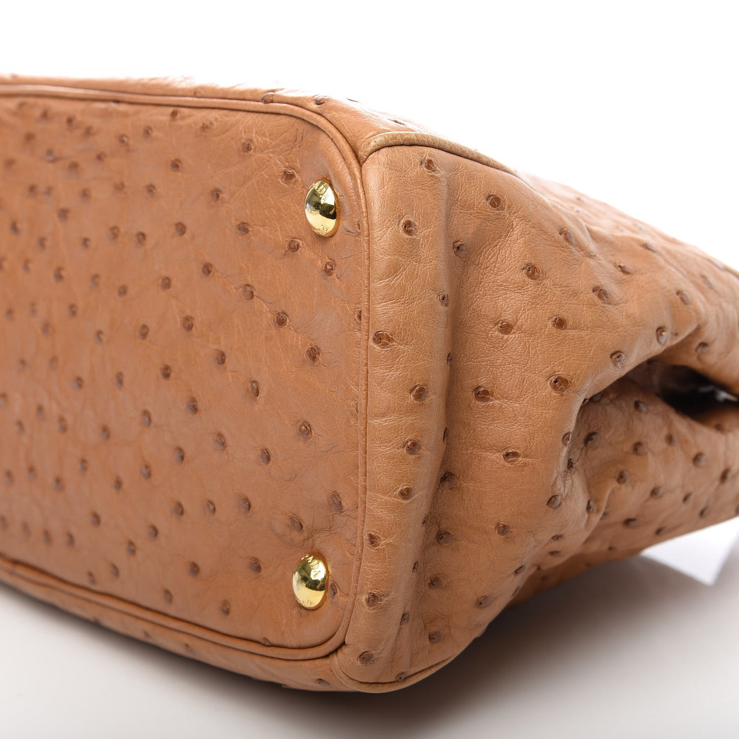 Ostrich Small Galleria Double Zip Tote Cognac