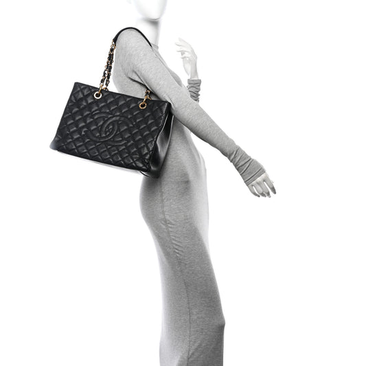 Caviar Quilted Grand Shopping Tote GST Black