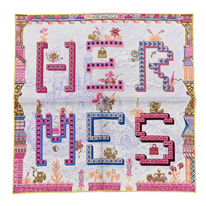 Hermes Silk Super Silk Quest Scarf 45 Violet Rose Bleu 1 of 3