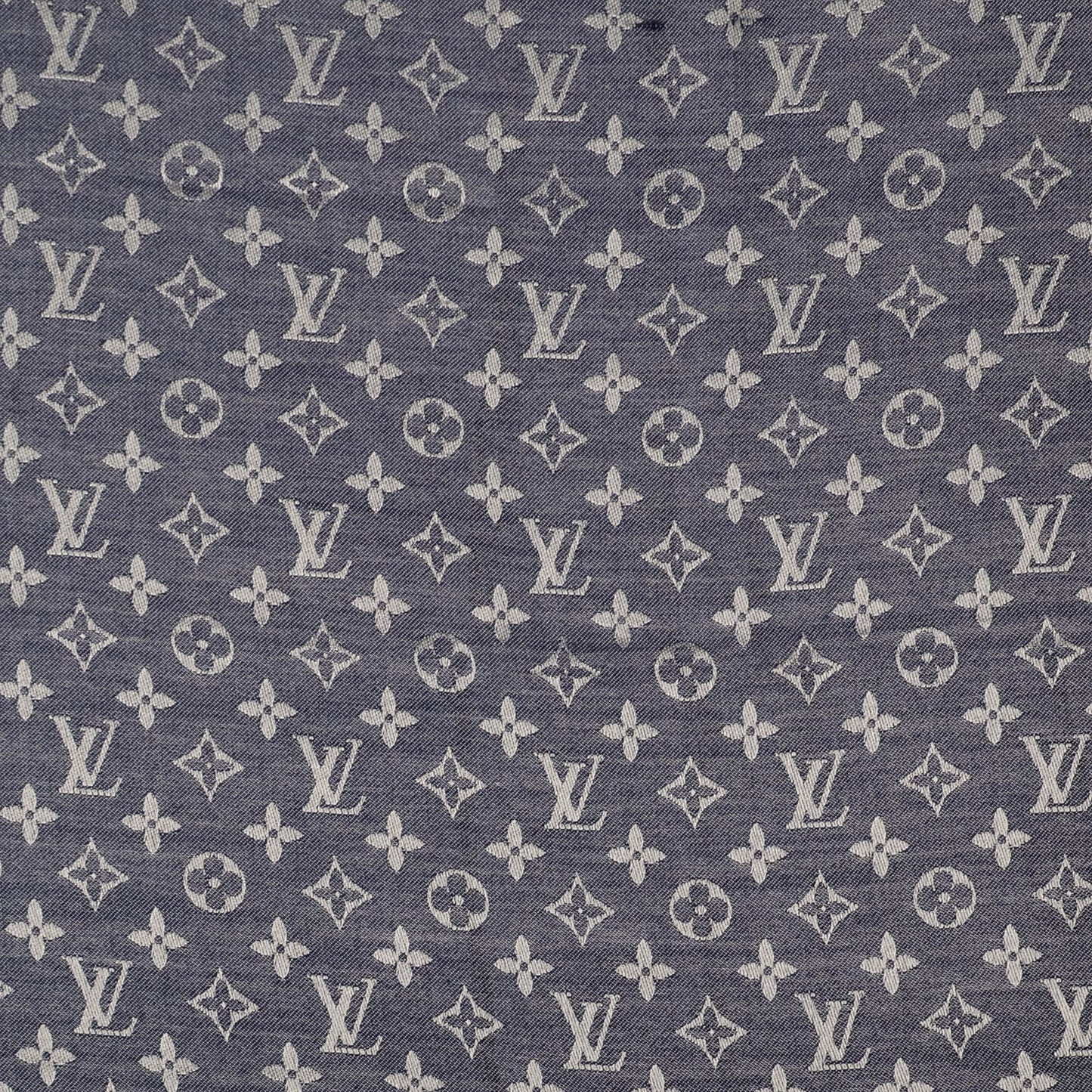 Wool Silk Monogram Denim Shawl Blue