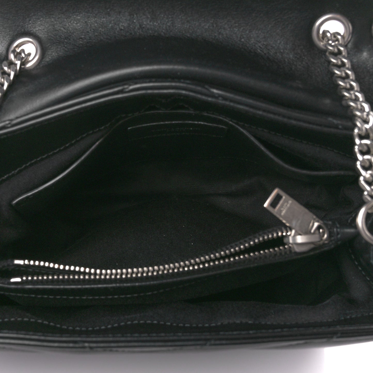 Calfskin Y Quilted Monogram Small Loulou Chain Satchel Black