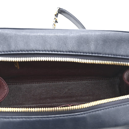 Chanel Shiny Sheepskin Chevron Quilted  Collar and Tie Camera Case Navy 5 of 10
