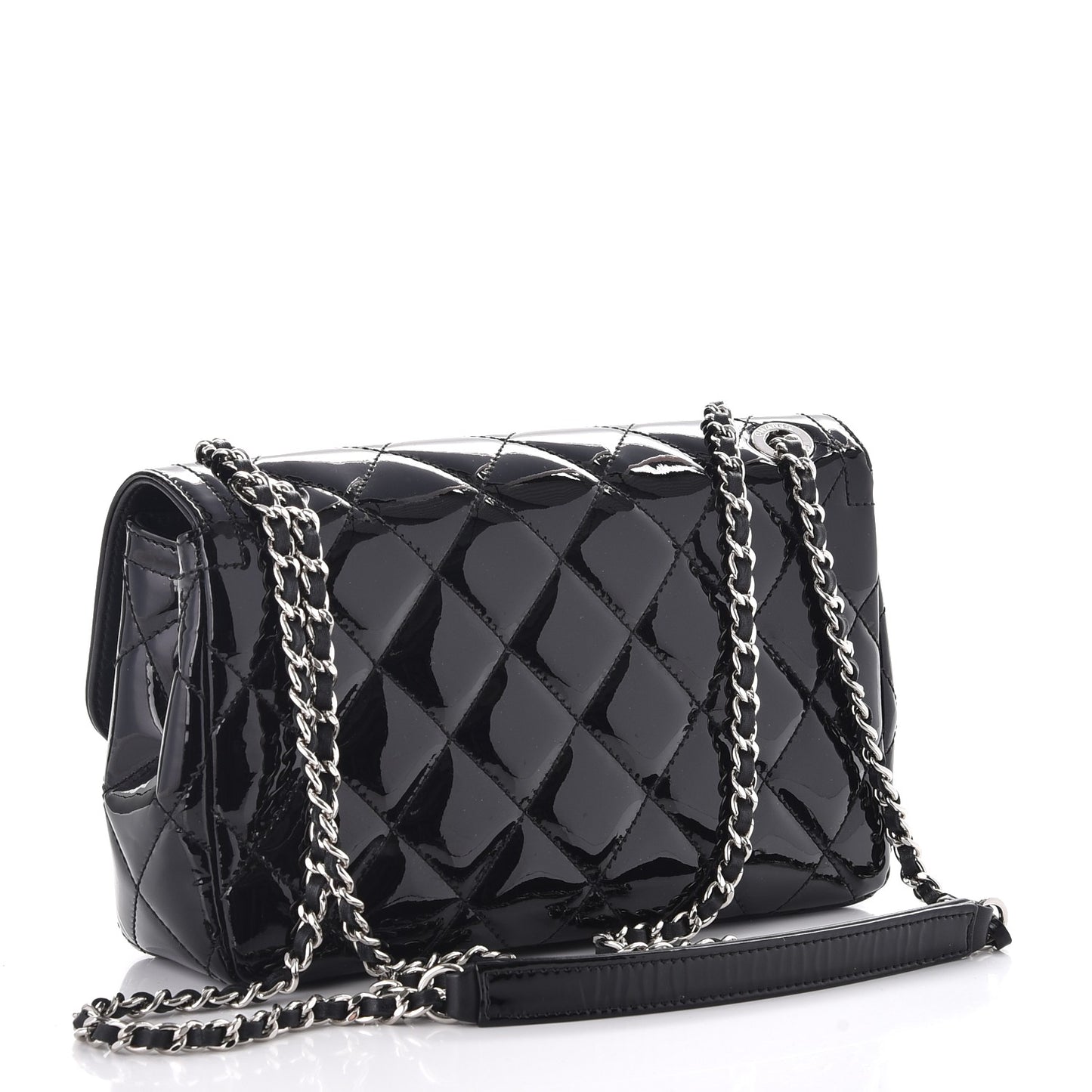Patent Quilted Small Coco Shine Flap Black