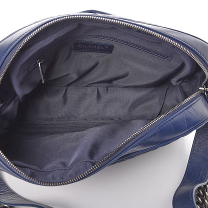 Chanel Crumpled Calfskin Quilted Medium Casual Rock Flap Navy 5 of 8