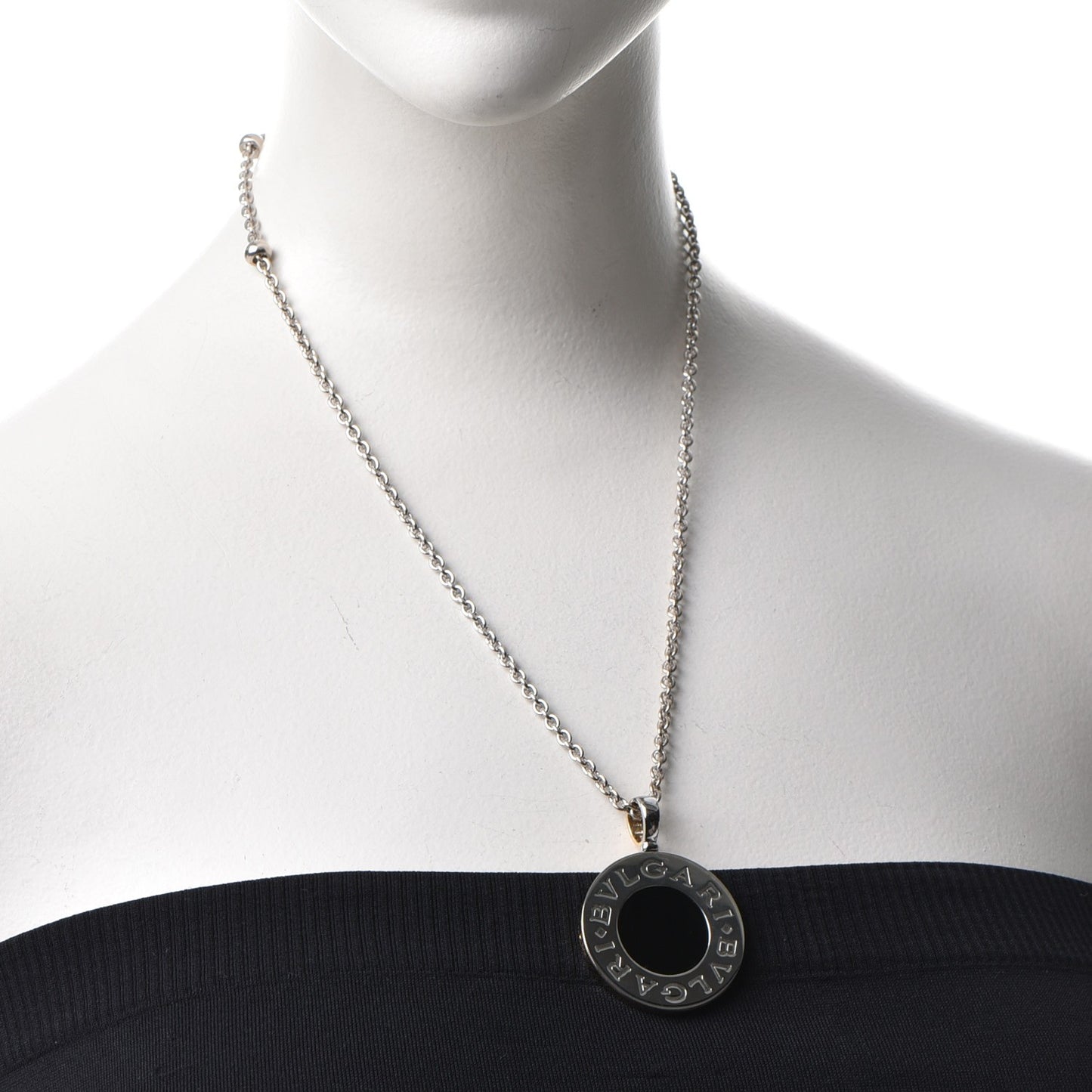 Stainless Steel 18K Yellow Gold Black Onyx Pendant Necklace
